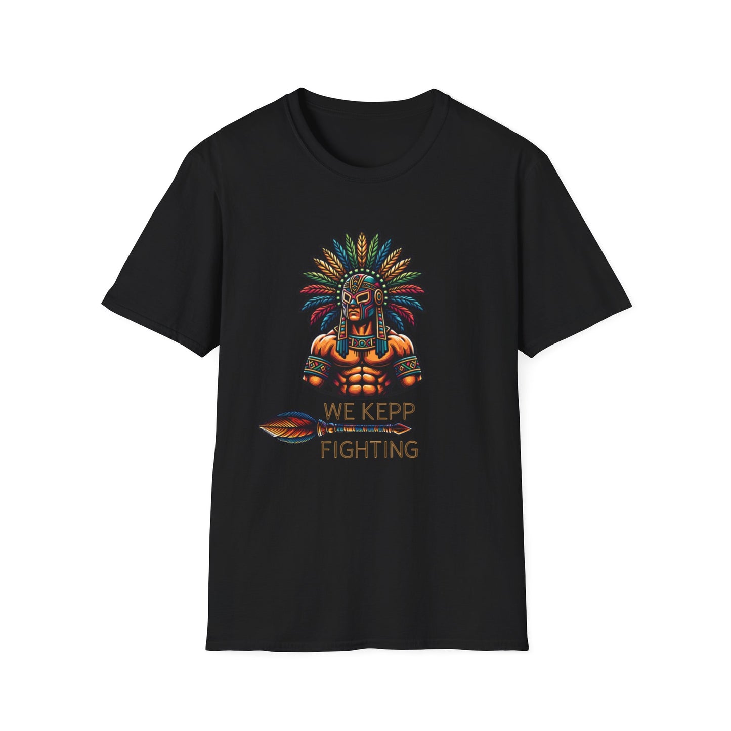We Keep Fighting Warrior T-Shirt — Tribal Mask Graphic Tee