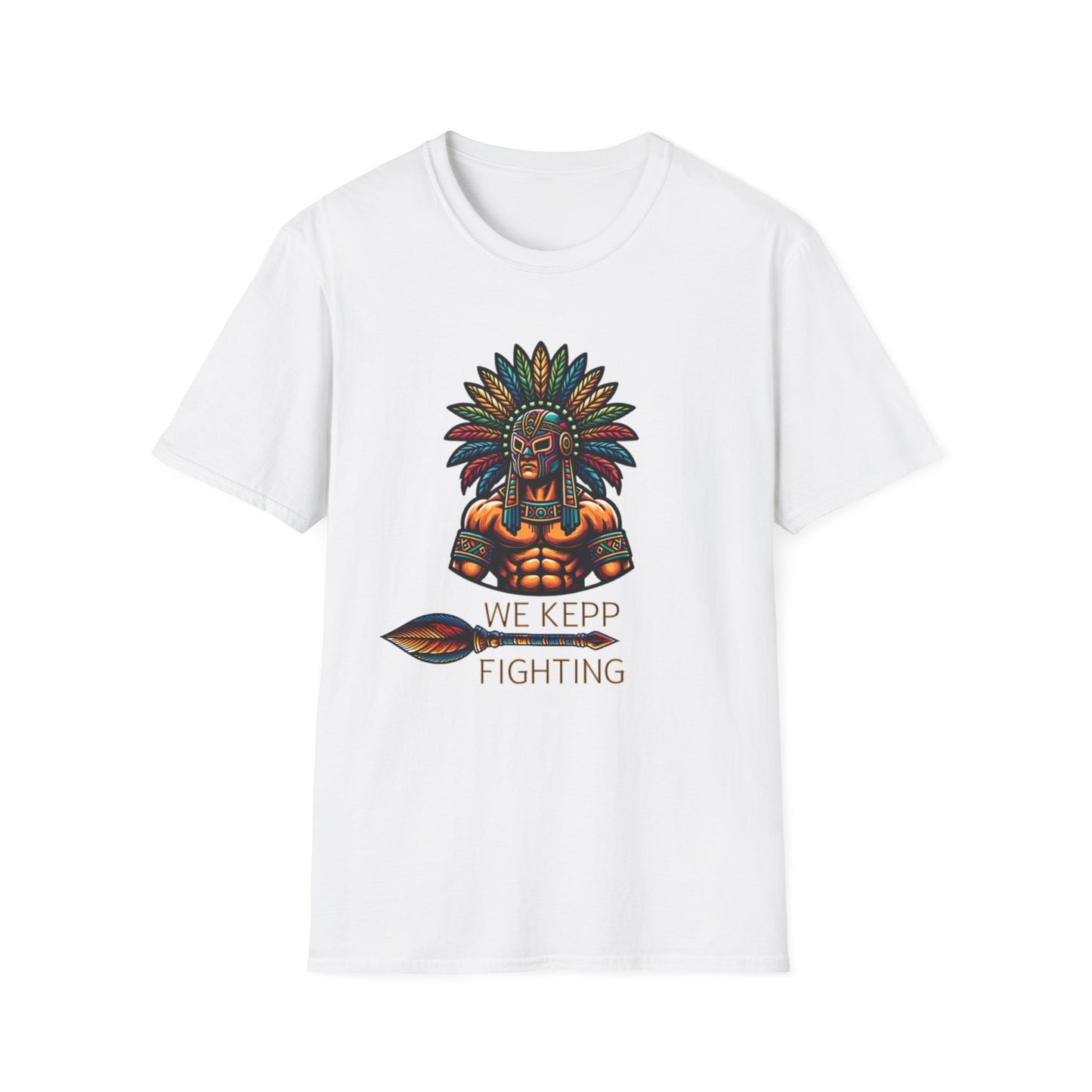 We Keep Fighting Warrior T-Shirt — Tribal Mask Graphic Tee