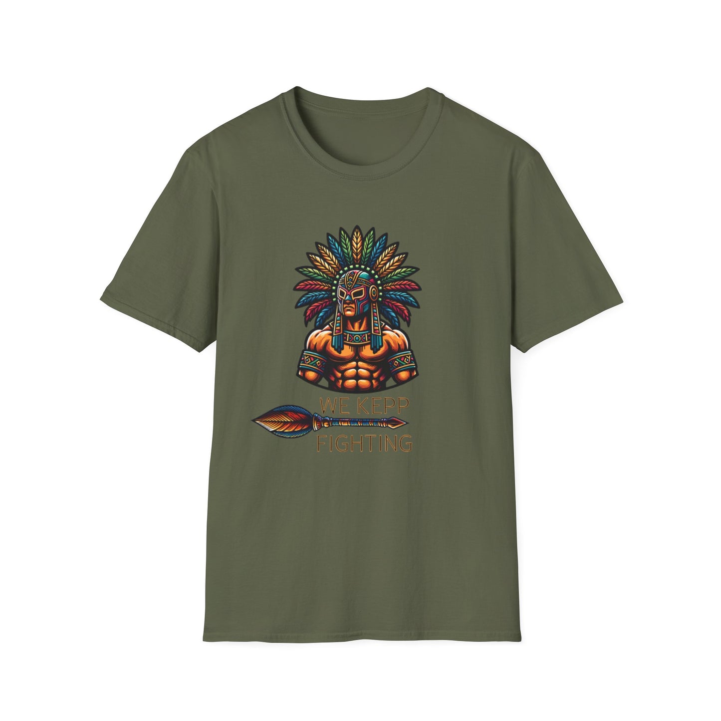 We Keep Fighting Warrior T-Shirt — Tribal Mask Graphic Tee