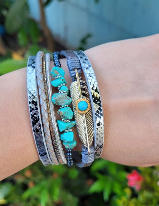 Boho Western Layered Wrap Bracelet ✨ Turquoise Style • Magnetic Closure • Boutique Fashion Jewelry