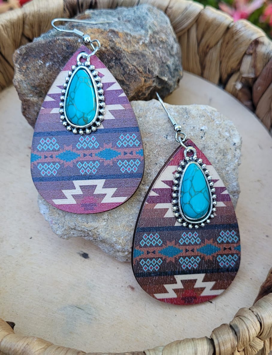 WESTERN BOHO TURQUOISE TEARDROP EARRINGS ✨